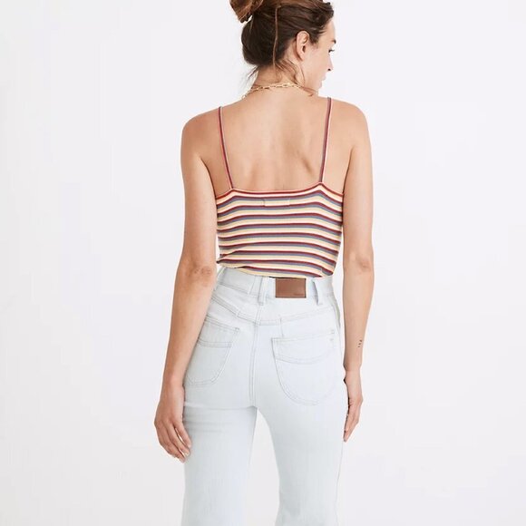 Women's M Madewell Ribbed Tank Bodysuit Slim Fit Striped - Picture 3 of 10